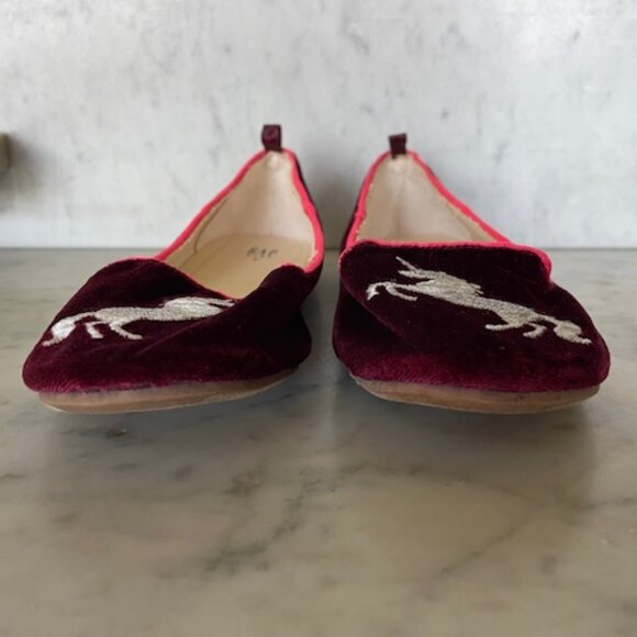 GAP KIDS Velvet Graphic Unicorn Red Flats 5 - Picture 7 of 14